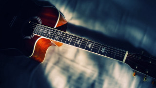 Guitar bed sheet shadow wall - cinematic composition free wallpaper