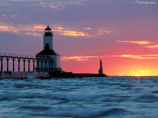 Lighthouse pier sunset background water - a pier free wallpaper