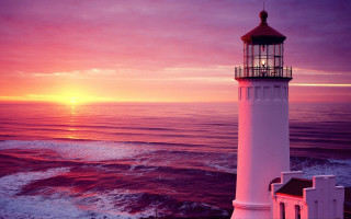 Lighthouse sunset water pink sky - sunset free wallpaper