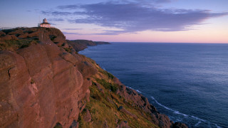 Lighthouse cliff ocean sunset pink 3 - a lighthouse free wallpaper