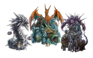 Monsters with horns and wings - epic scale free wallpaper