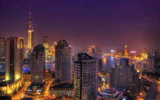 City skyline night tall buildings 30 - international typographic style free wallpaper