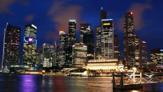 City skyline night bridge river 17 - night free wallpaper
