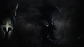 Demon skull dark fog light - dark fantasy art free wallpaper