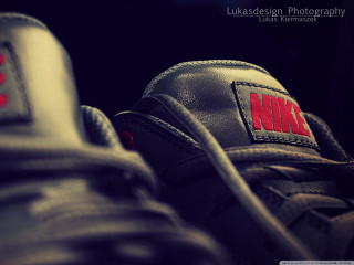 Nike sneakers red patch macro - free retro wallpaper