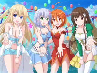 Women short dresses carnival ride - balloon free wallpaper