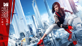 Woman futuristic city red shoes - a red glove free wallpaper