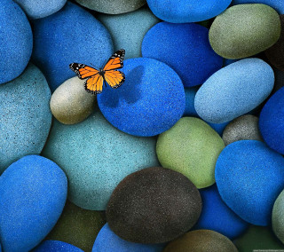 Butterfly rock blue green pebbles 2 - a rock free wallpaper