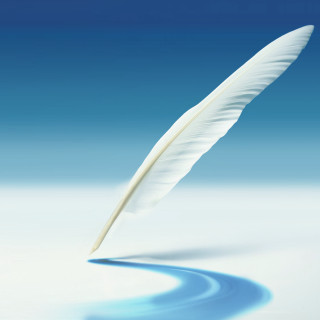 White feather flying blue background - free airplane wallpaper