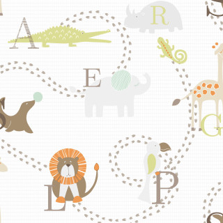 Animals letters nursery wallpaper pattern - international typographic style free wallpaper