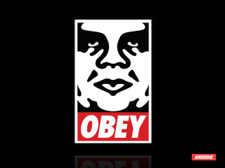 Obey mans face black white - new objectivity free wallpaper