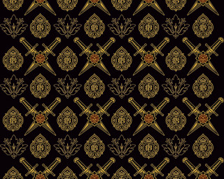 Swords shield pattern black gold - a red heart free wallpaper