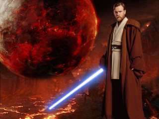 Man robe giant red object - a light saber free wallpaper