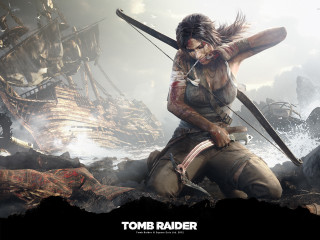 Woman bow sword video game - a ship in the background free wallpaper