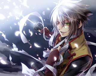 Man sword sky background clouds 3 - his hand and a sky background free wallpaper