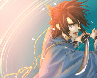 Man sword blue shirt chest - his chest free wallpaper