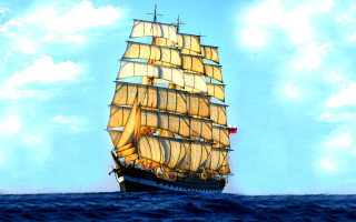 Sailboat sailing ocean sunny day 7 - andrey yefimovich martynov free wallpaper