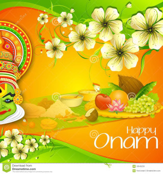Happy onam greeting mask flowers - a yellow border free wallpaper