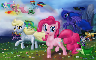 Little ponies lush green field - david teniers iii free wallpaper