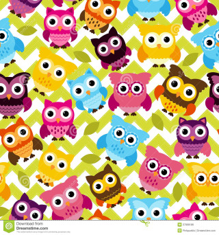Colorful pattern owls green background - incoherent free wallpaper