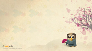 Cartoon owl fan tree pink 2 - ukiyoe free wallpaper