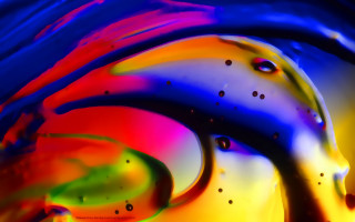 Colorful liquid painting blue background - psychedelic free wallpaper