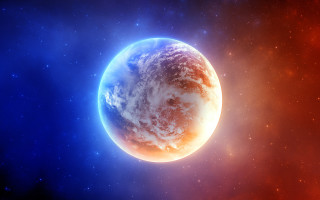 Blue red planet red star - planet free wallpaper