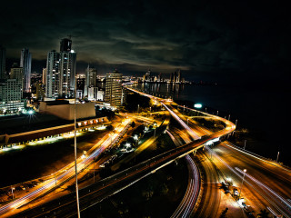 City night traffic lights street - traffic free wallpaper