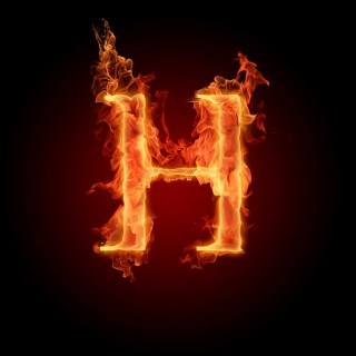 Fire letter h black red - a red border free wallpaper