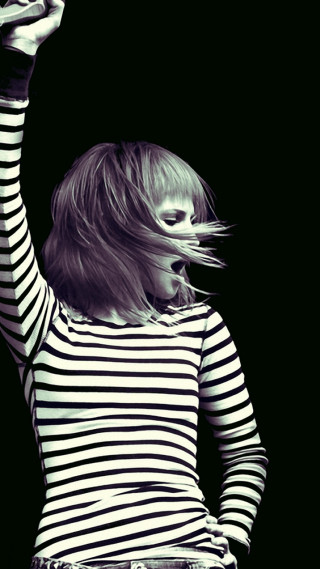 Woman striped shirt cellphone black - video art free wallpaper
