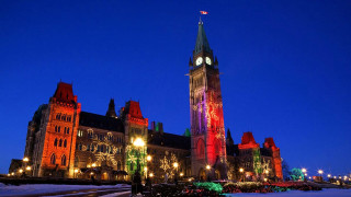 Clock tower building night christmas - christmas free wallpaper
