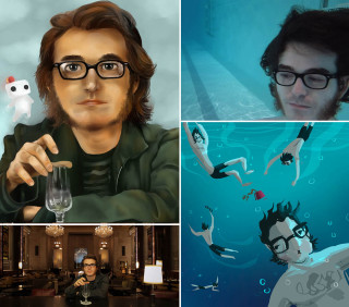 Man glasses cat suit glass - digital painting free wallpaper