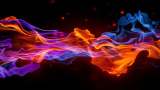 Colorful fire black background red - flame free wallpaper