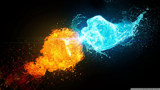 Fire water aurora fireworks night - vfx free wallpaper for desktop