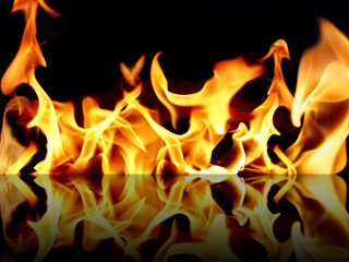 Fire flames oranges black background - a reflection free wallpaper