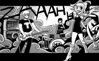 Black white drawing woman guitar - underground free wallpaper