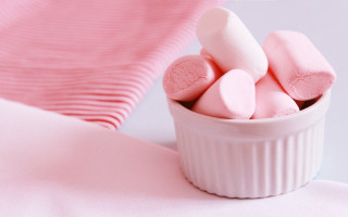 White bowl pink marshmallows pastel - free valentines wallpaper