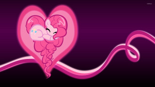 Pink heart ribbon pony side - a pink heart free wallpaper