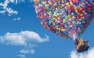 Floating house balloons in the 12 - the air above free wallpaper