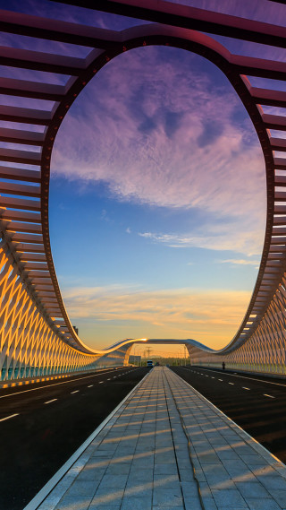 Walkway sky building curved roof - dirck van der lisse free wallpaper