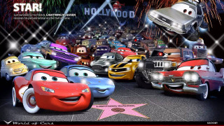 Cars hollywood walk of fame - a group of cars free wallpaper