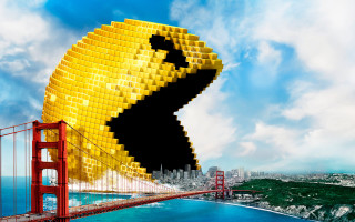 Yellow building black face bridge - 2 d game art free wallpaper