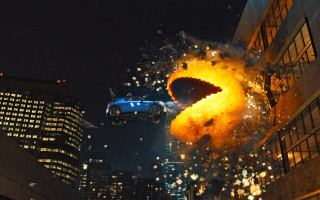 Flying car fireball city night - vfx free wallpaper for desktop