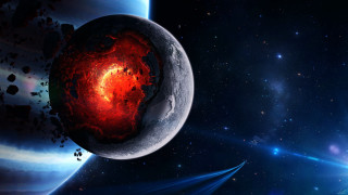 Red black object space stars - planet free wallpaper