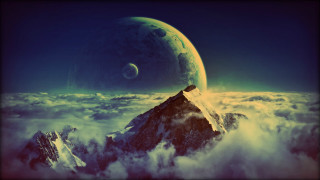 Mountain satellite planet clouds blue - a. hardy free wallpaper
