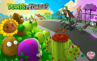 Plants zombies road fence person 2 - 2 d game art free wallpaper