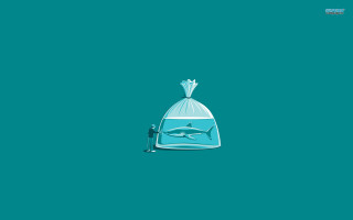 Bottle fish blue background green - lostfish free wallpaper