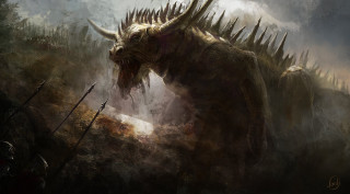 Dragon spikes horns painting artwork - art greg rutkowski free wallpaper