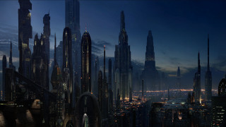 Futuristic city night lights tall - a futuristic city free wallpaper