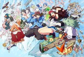Cartoon snowboarder group people background - a group of people free wallpaper